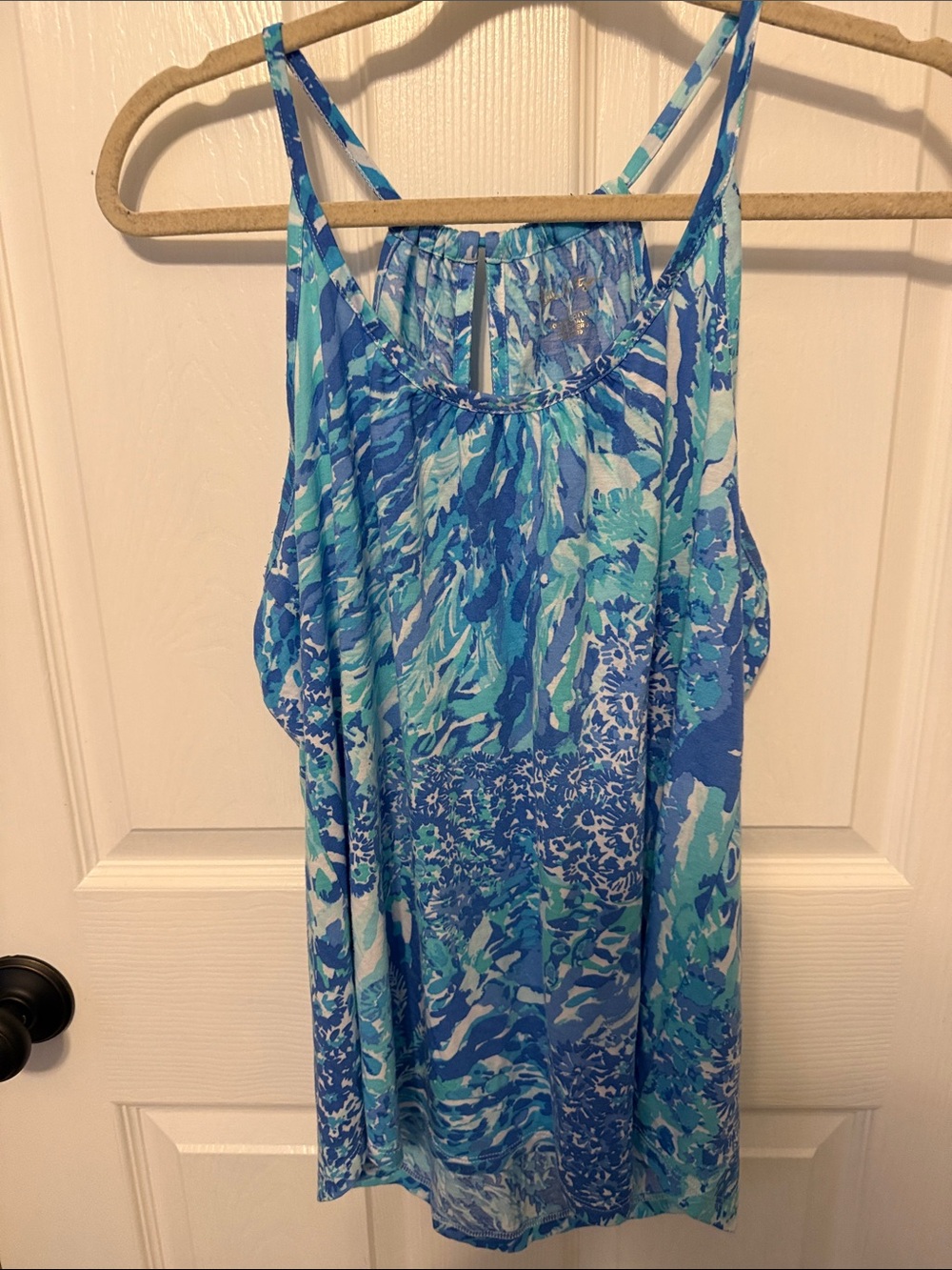 Lilly Pulitzer Blue & Teal Printed Spaghetti Strap Tank